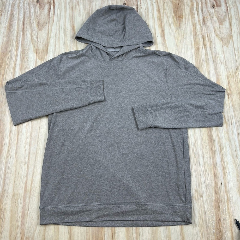Fabletics Cloud Jersey Hoodie Mens XL Heather Brown Lightweight Pullover Stretch